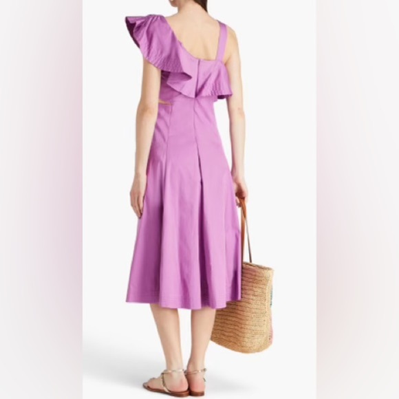 NWT Veronica Beard Beila Ruffles poplin Midi Orcid Dress Size 4 $598 Retail - Picture 2 of 5